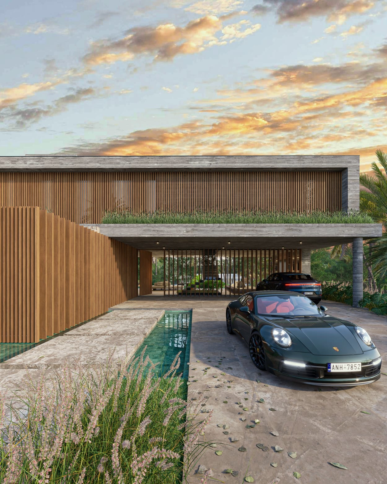 Garagem em estrutura ripada